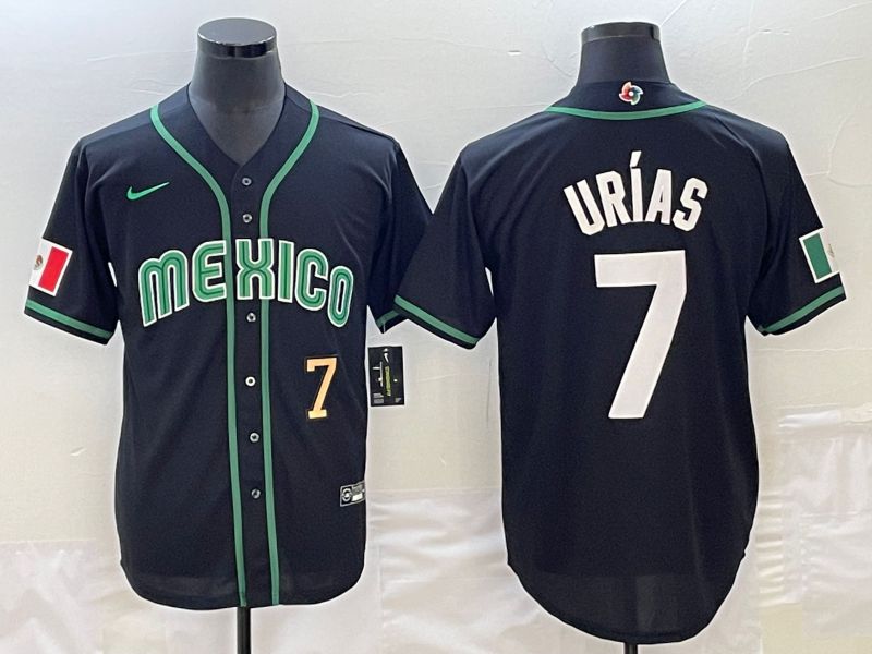 Men 2023 World Cub Mexico #7 Urias Black Nike MLB Jersey34